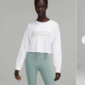 lululemon athletica Women's Muscle Love Motif White  Long Sleeve Crop Top 6